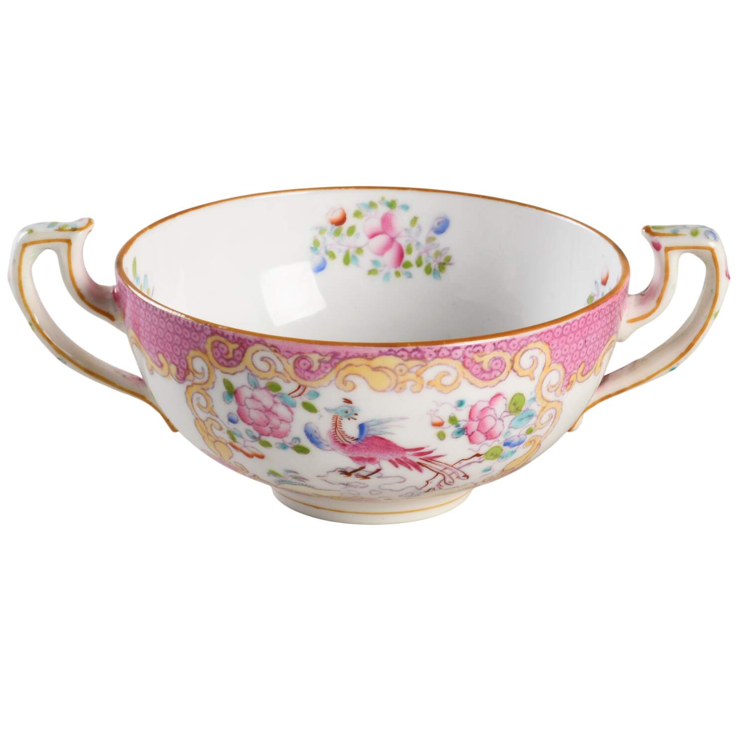 Cockatrice Pink (Smooth, Globe Backstamp) Footed Cream Soup Bowl by Minton-1