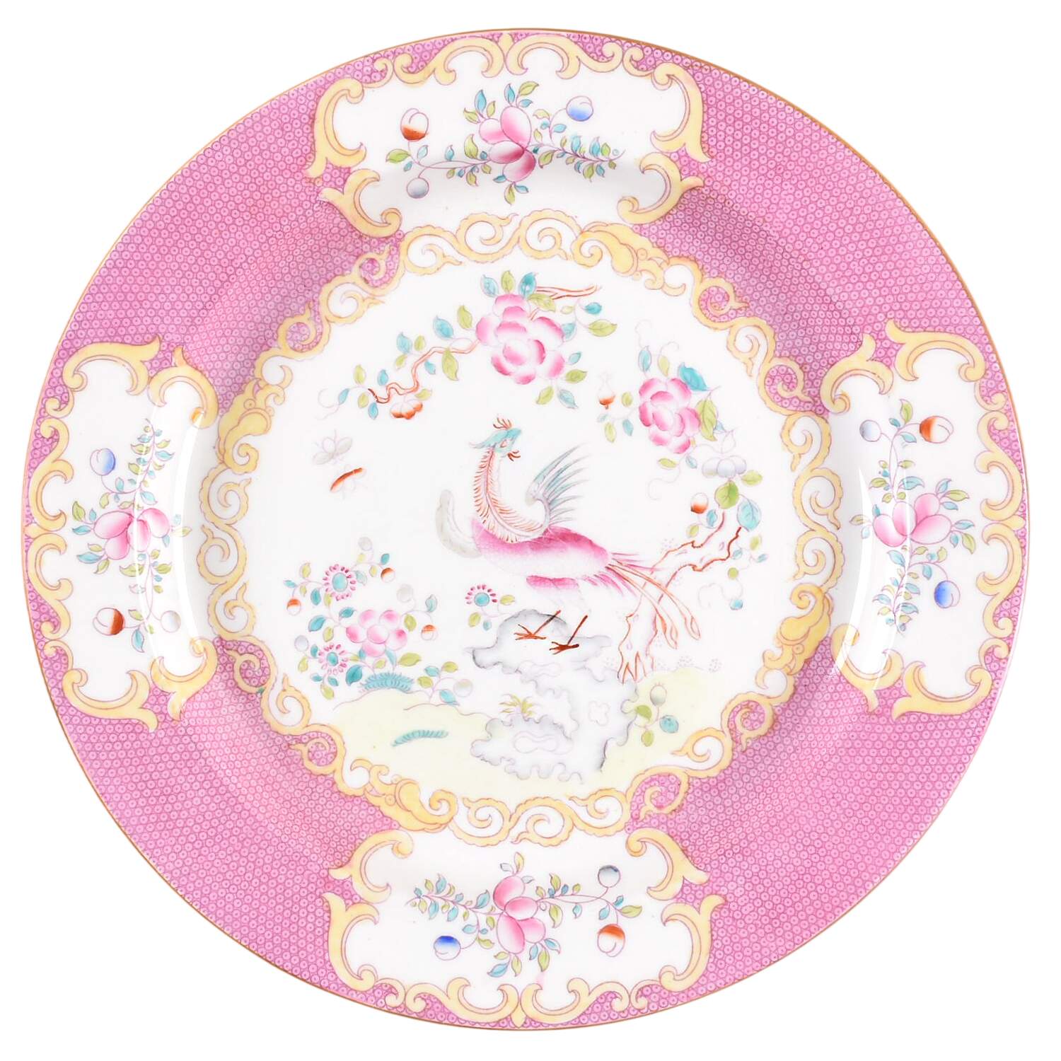 Cockatrice Pink (Smooth, Globe Backstamp) 12" Chop Plate (Round Platter) by Minton-1