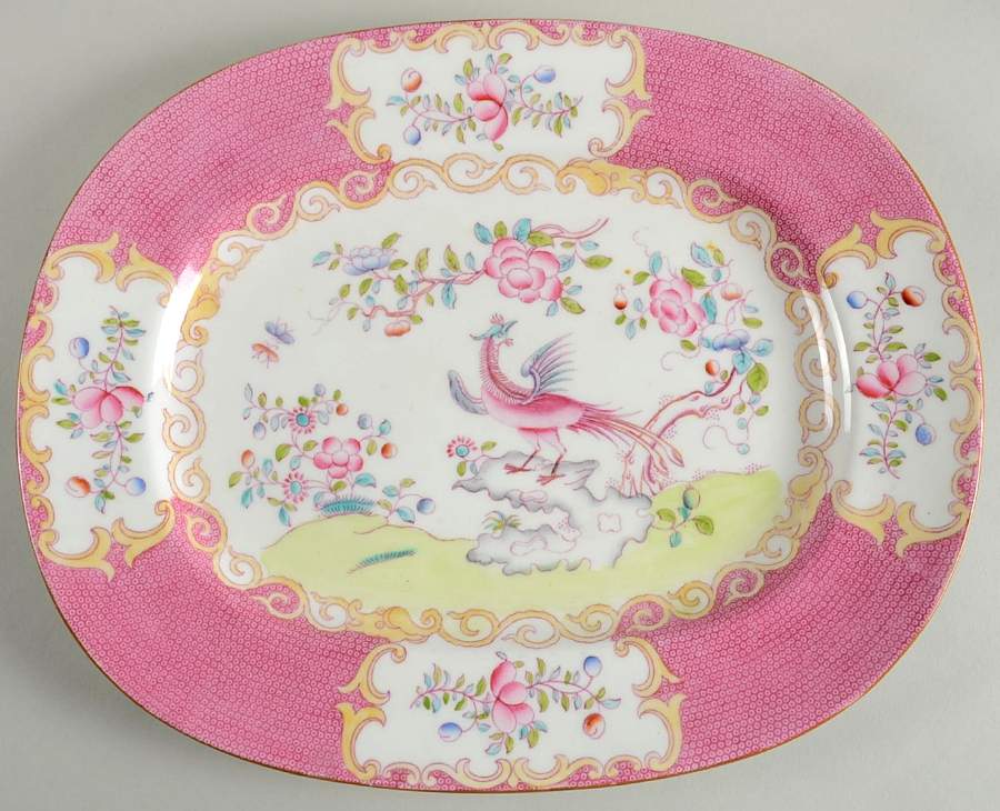 Cockatrice Pink (Smooth, Globe Backstamp) 14" Oval Serving Platter by Minton-1