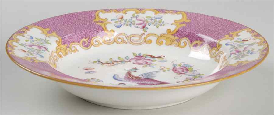 Cockatrice Pink (Smooth, Globe Backstamp) Rim Soup Bowl by Minton-1