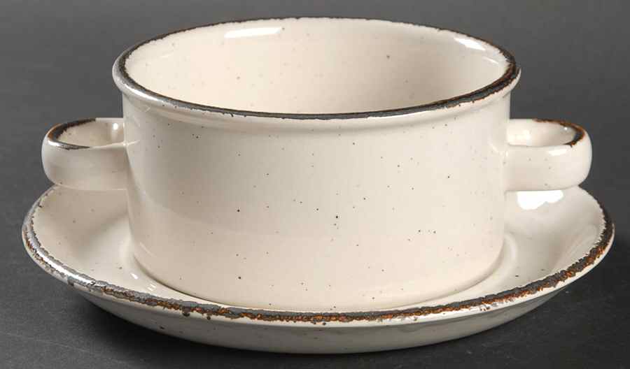 Creation (Newer Stamp) Flat Cream Soup Bowl & Saucer Set by W R Midwinter Ltd-1