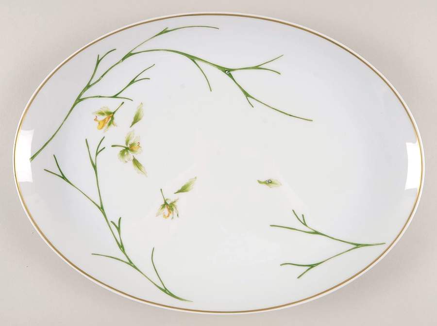 Jardin De Flore (Envie Shape) 14" Oval Serving Platter by Medard de Noblat-1