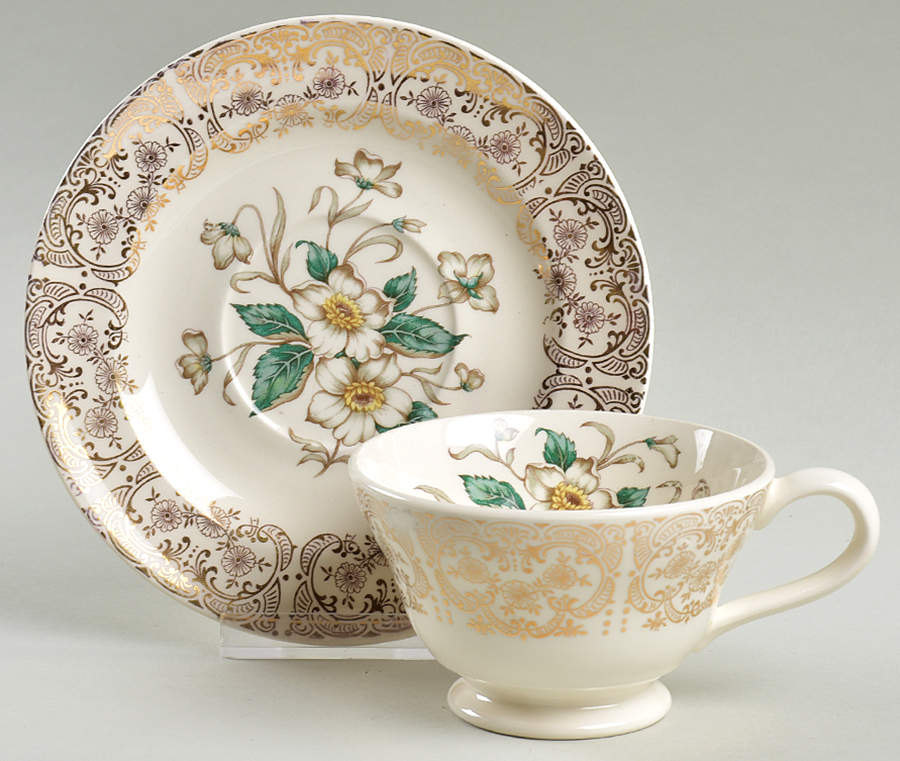 MNR7 Footed Cup & Saucer Set by Mount Clemens-1