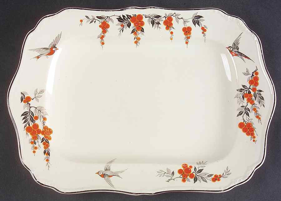 Silver Wings 12" Oval Serving Platter by J & G Meakin-1