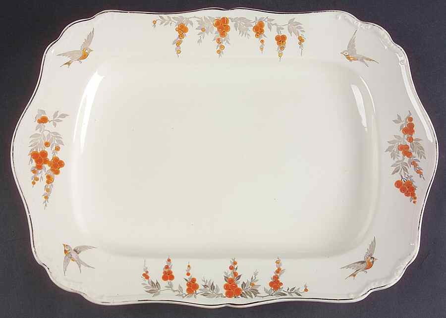 Silver Wings 16" Oval Serving Platter by J & G Meakin-1