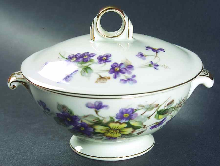 Adele (Orleans Shape, Narrow Rim) Sugar Bowl & Lid by Meito-1