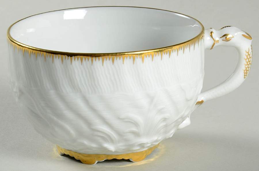 Swan Service (Gold Trim) Flat Cup by Meissen (Germany)-1