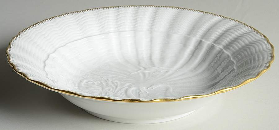 Swan Service (Gold Trim) Large Rim Soup Bowl by Meissen (Germany)-1