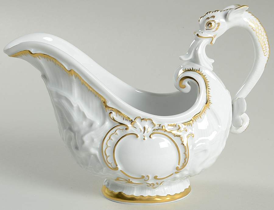 Swan Service (Gold Trim) Gravy Boat by Meissen (Germany)-1