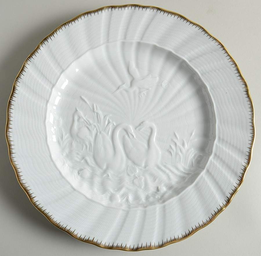 Swan Service (Gold Trim) Large Dinner Plate by Meissen (Germany)-1