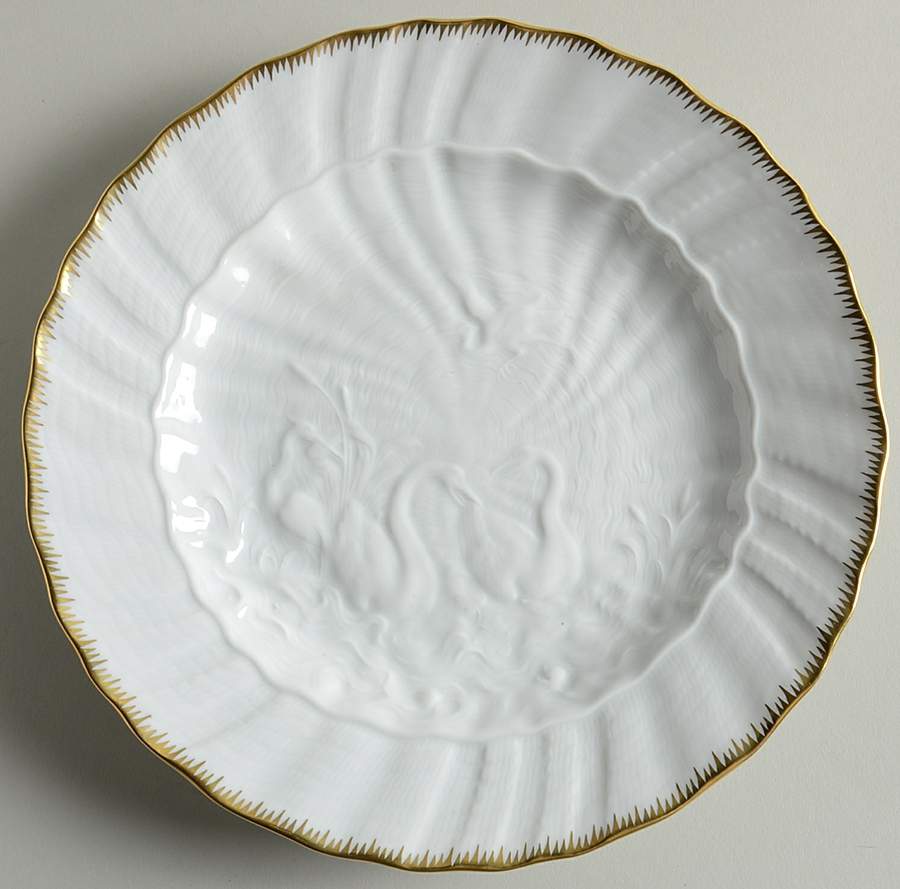 Swan Service (Gold Trim) Dessert/Pie Plate by Meissen (Germany)-1