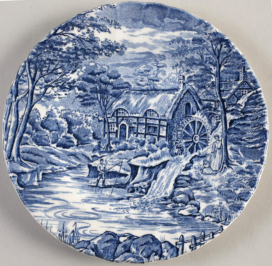The Mill Blue Salad Plate by Myott Meakin-1