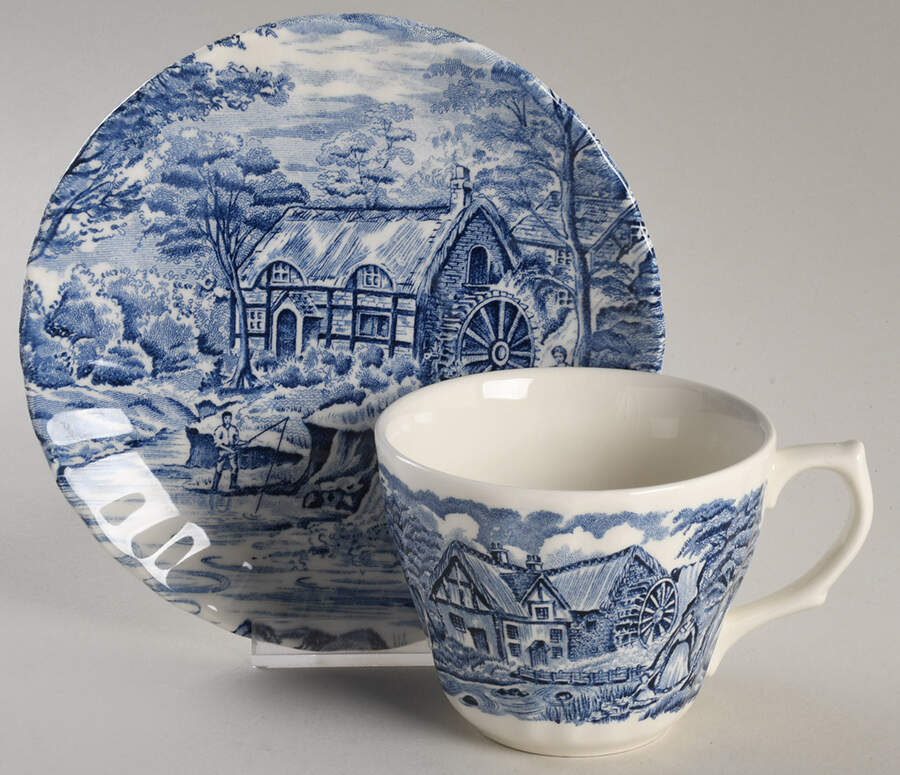 The Mill Blue Flat Cup & Saucer Set by Myott Meakin-1