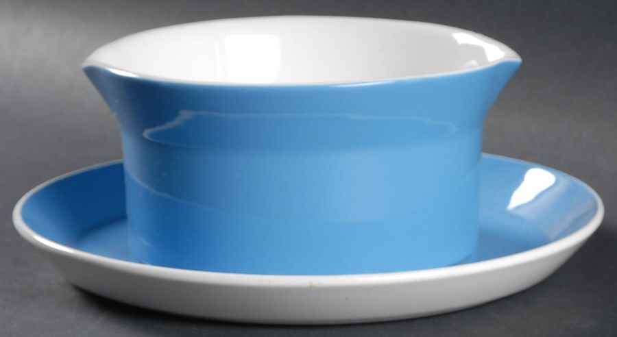 Duplex Light Blue Gravy Boat & Underplate by Mikasa-1