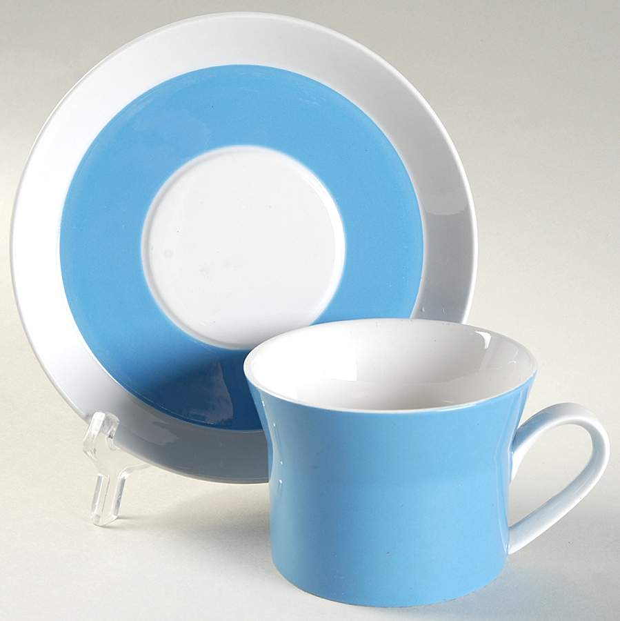 Duplex Light Blue Flat Cup & Saucer Set by Mikasa-1