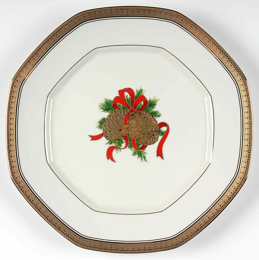 Pine Cones (Gold) Octagonal Luncheon Plate by Mikasa-1