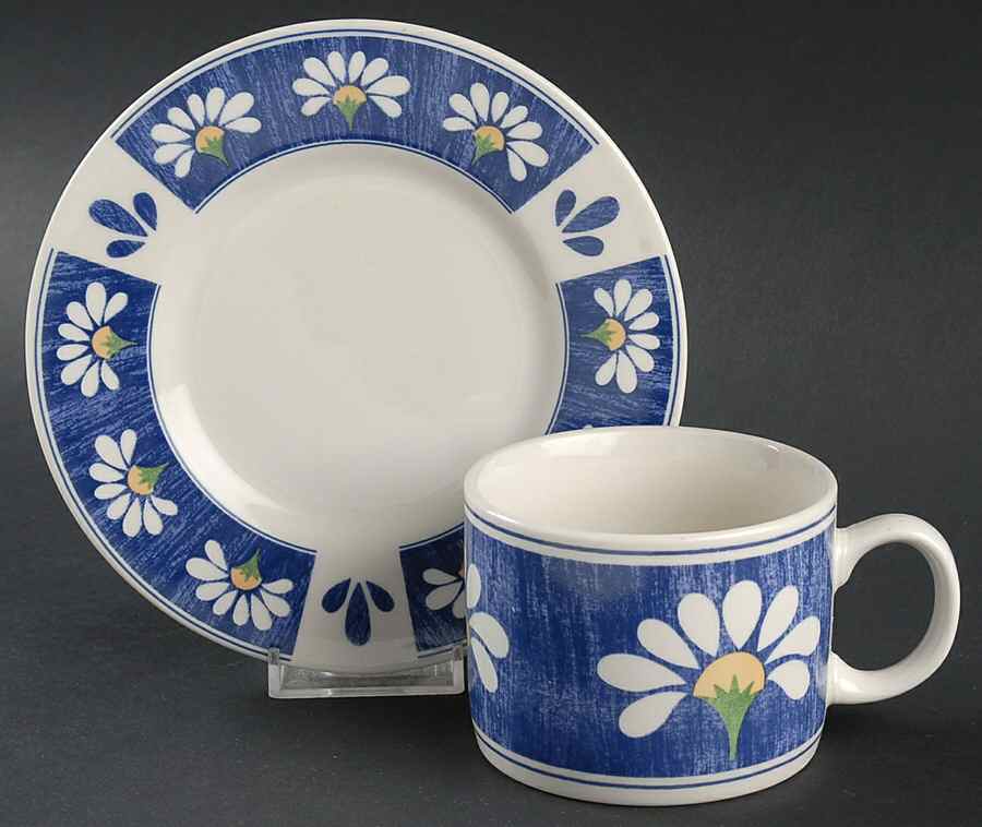 Spring Daisy Flat Cup & Saucer Set by Majesticware-1