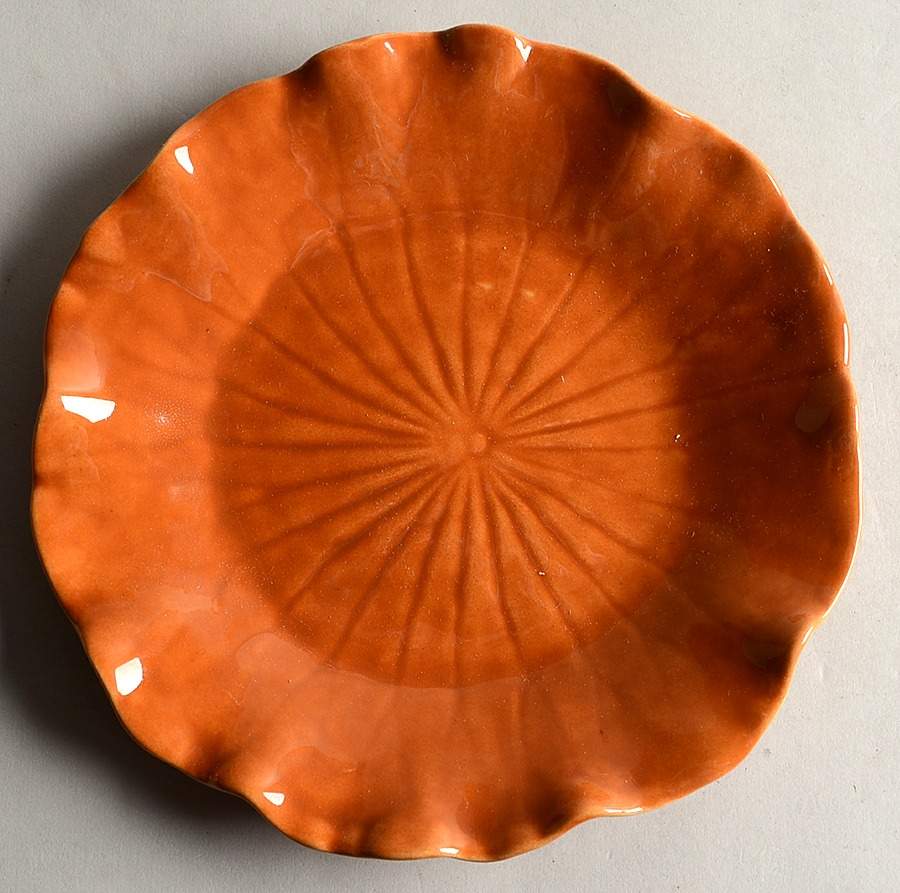 Lotus Dark Pumpkin Salad Plate by Metlox - Poppytrail - Vernon-1