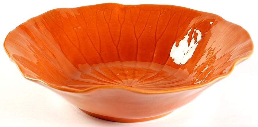 Lotus Dark Pumpkin 10" Round Vegetable Bowl by Metlox - Poppytrail - Vernon-1