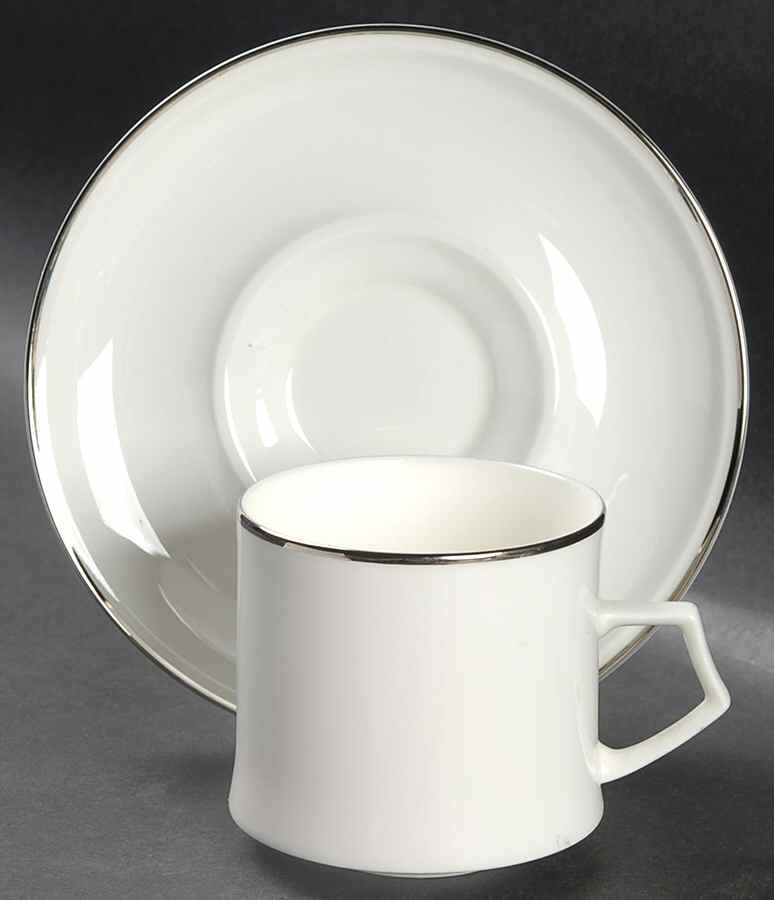 Silver Ring Flat Cup & Saucer Set by Mikasa-1