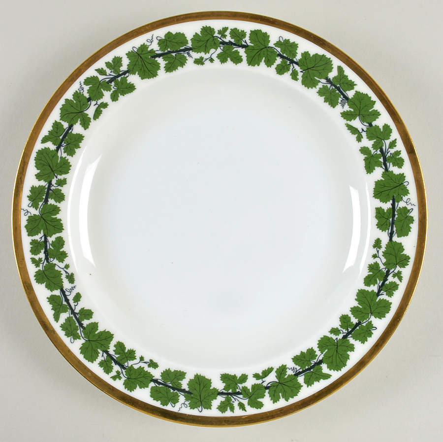 Full Green Vine (Smooth, Wide Gold Trim) Dinner Plate by Meissen (Germany)-1