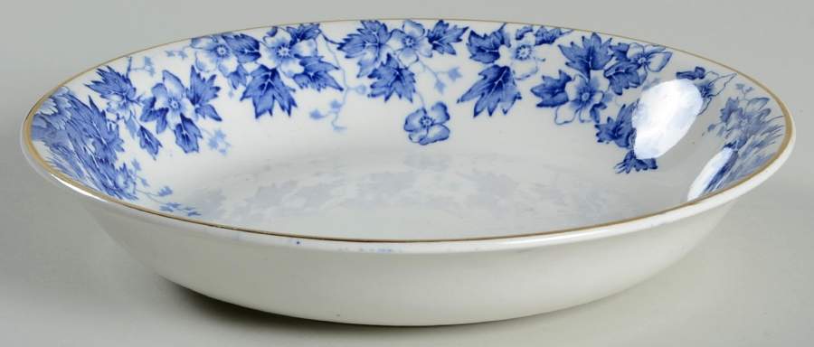 Oakland Blue (Smooth, Gold Trim) Coupe Soup Bowl by John Maddock & Sons-1