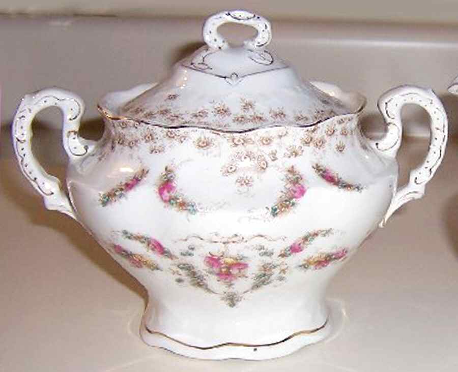 Empire Brown Multicolor Sugar Bowl & Lid by John Maddock & Sons-1