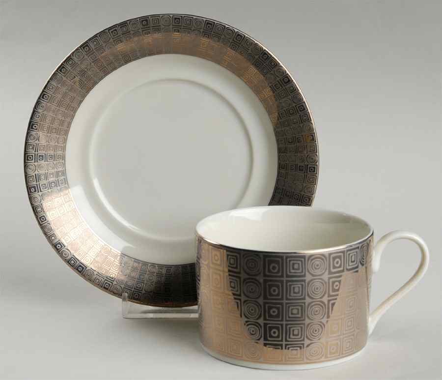 Gotham Silver Flat Cup & Saucer Set by Mikasa-1