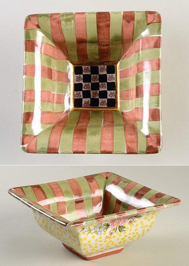 Torquay Palm Devon Clay Square Soup/Cereal Bowl by MacKenzie-Childs-1