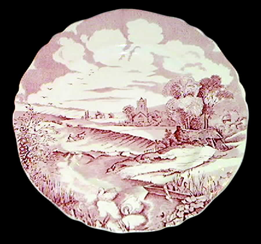 Pastoral Pink Dinner Plate by Alfred Meakin-1