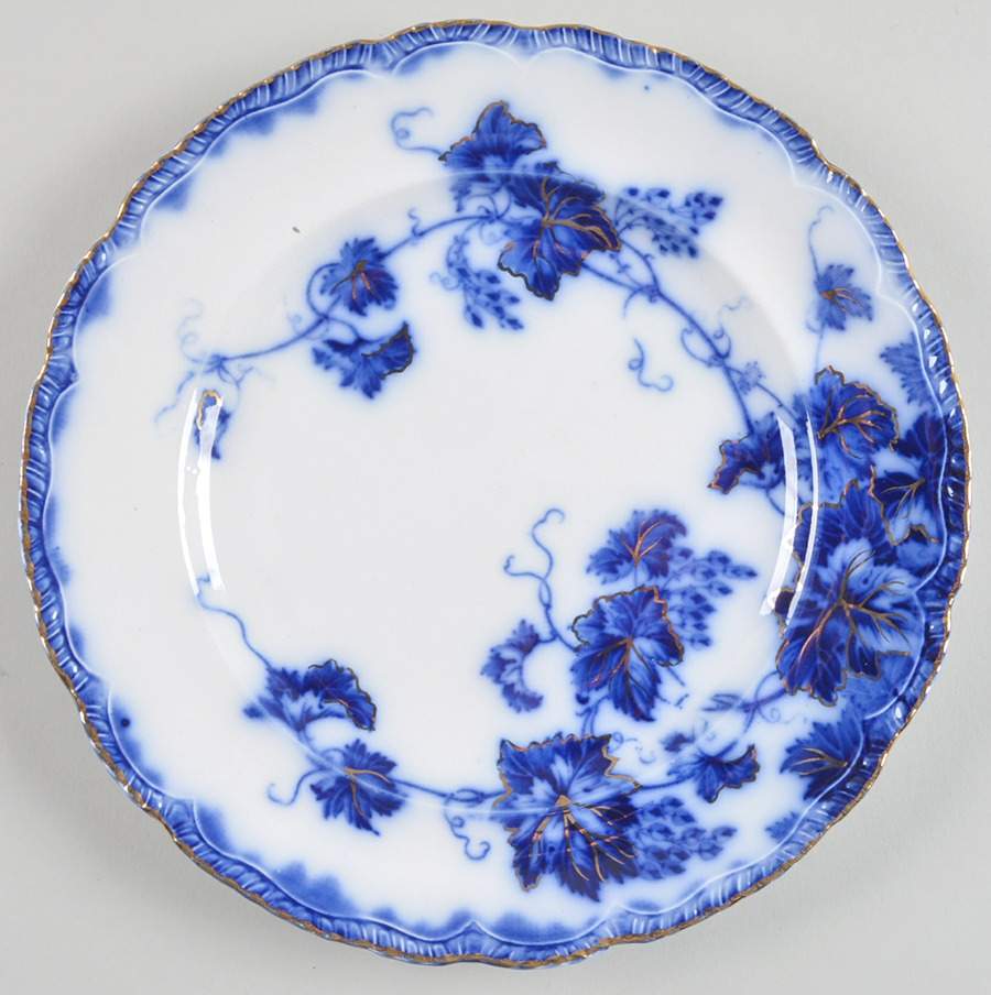 Virginia (Flow Blue, Gold Accent) Luncheon Plate by John Maddock & Sons-1