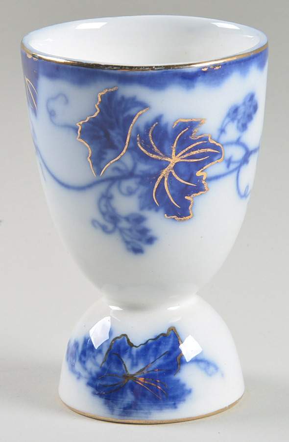 Virginia (Flow Blue, Gold Accent) Double Egg Cup by John Maddock & Sons-1