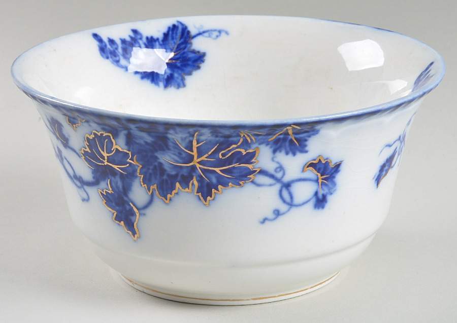 Virginia (Flow Blue, Gold Accent) Cranberry Bowl by John Maddock & Sons-1