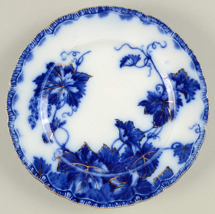 Virginia (Flow Blue, Gold Accent) Bread & Butter Plate by John Maddock & Sons-1