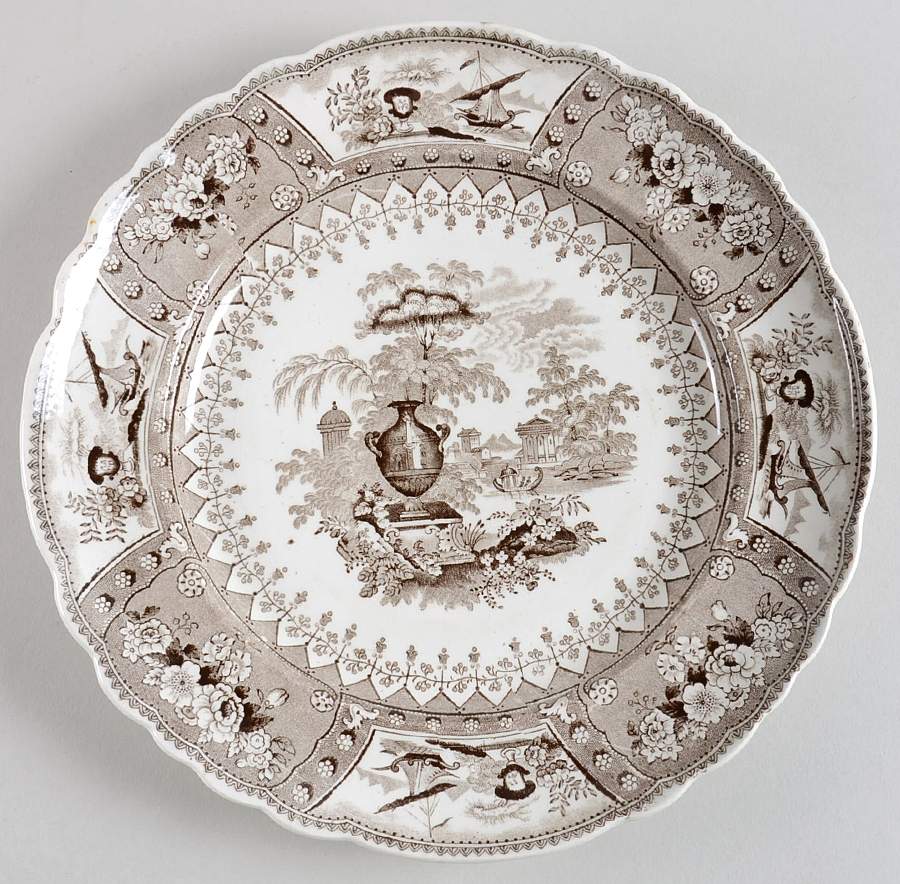 Canova Brown Luncheon Plate by T J & J Mayer (England)-1