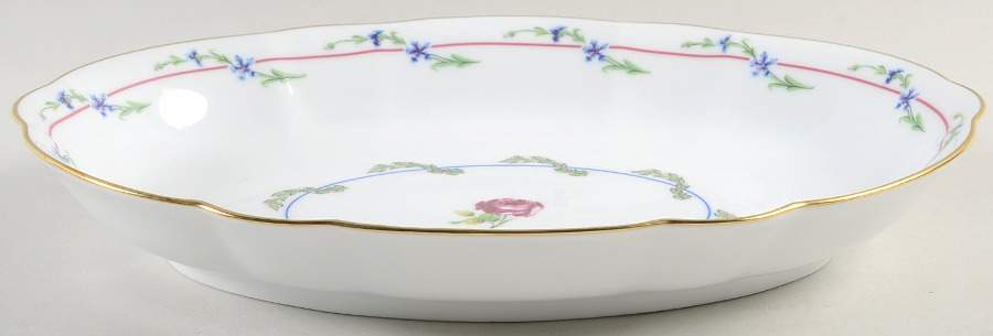 Cornflower Garland 11" Oval Vegetable Bowl by Mottahedeh-1