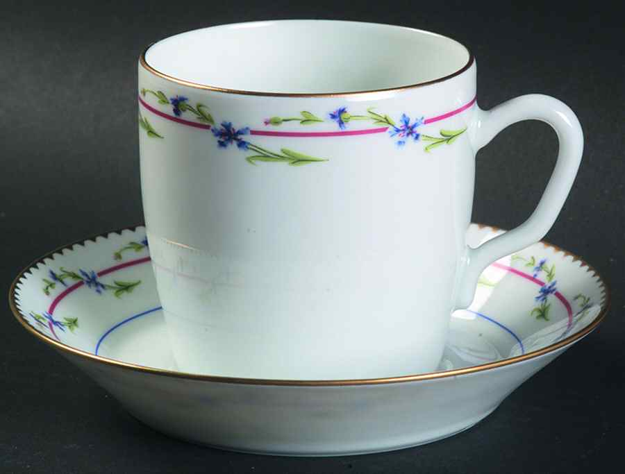 Cornflower Garland Flat Cup & Saucer Set by Mottahedeh-1