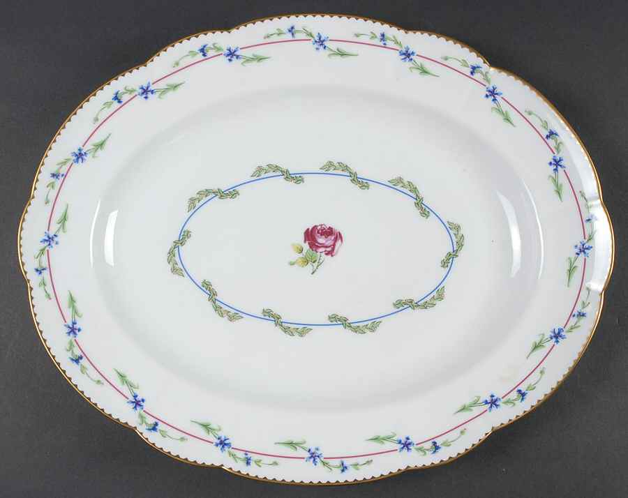 Cornflower Garland 14" Oval Serving Platter by Mottahedeh-1