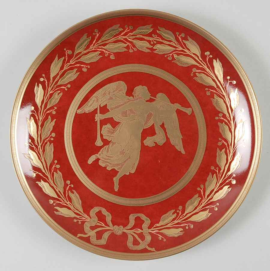 Gabriel Currant Red Luncheon Plate by Mottahedeh-1