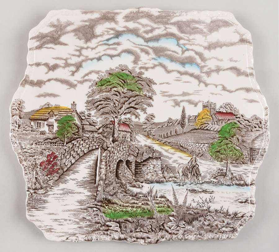 England's Charm Square Handled Cake Plate by Myott Staffordshire-1