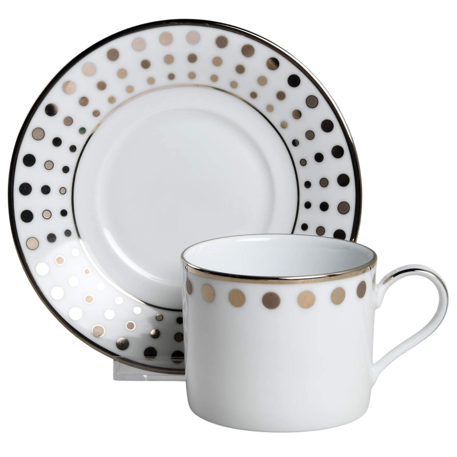 Platinum Dot Flat Cup & Saucer Set by Muirfield-1