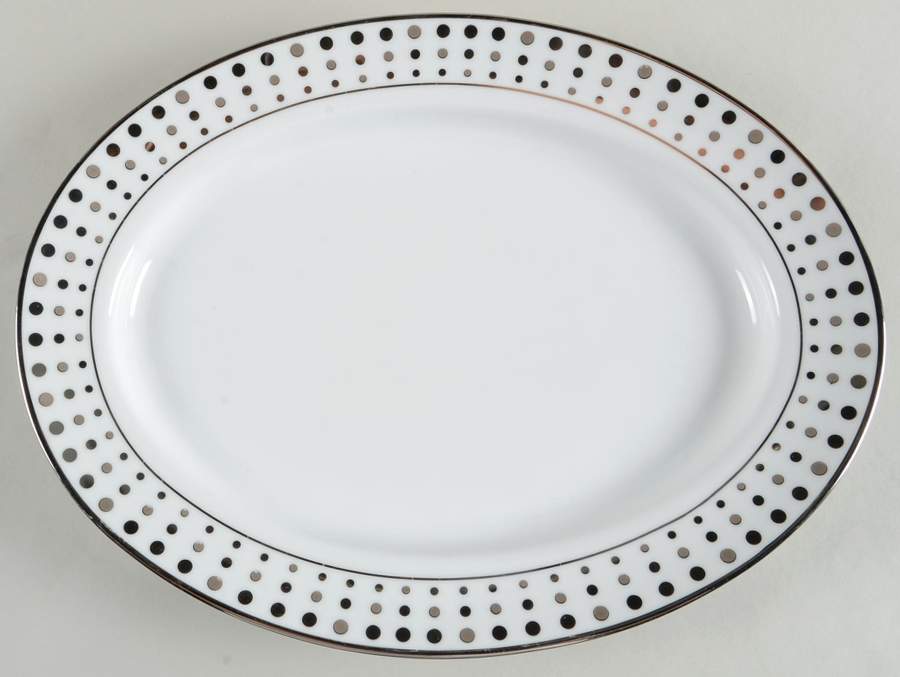 Platinum Dot 13" Oval Serving Platter by Muirfield-1