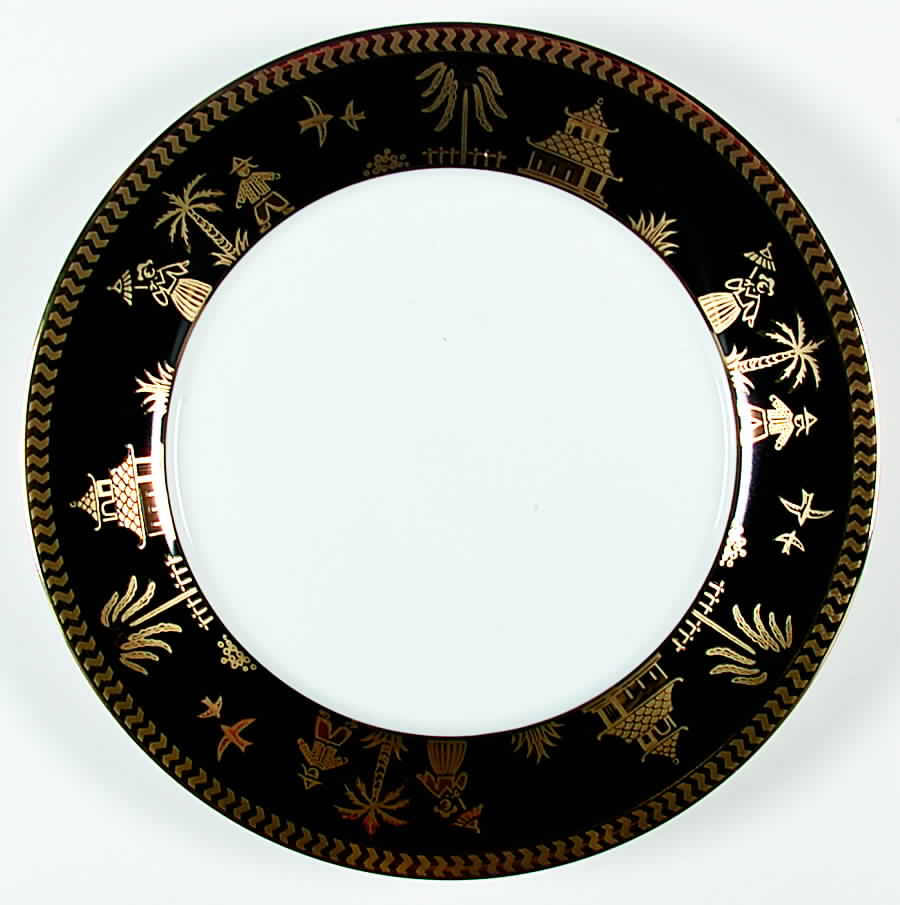Chinese Garden Black & Gold Dinner Plate by Muirfield-1