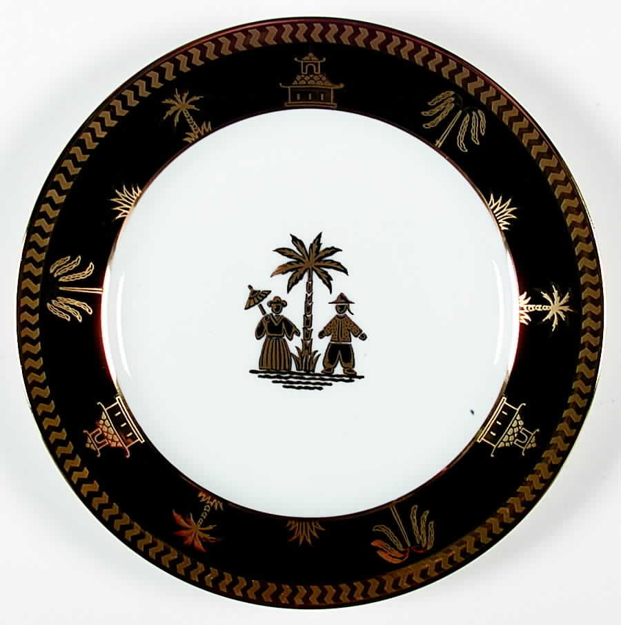 Chinese Garden Black & Gold Salad Plate by Muirfield-1