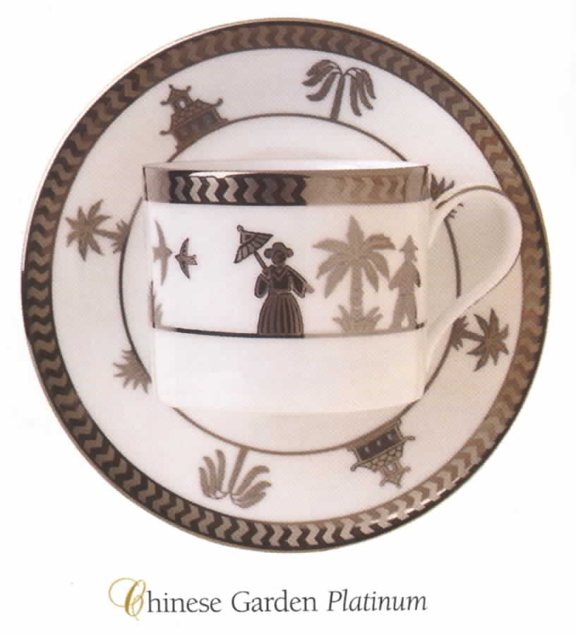 Chinese Garden Platinum Flat Cup & Saucer Set by Muirfield-1