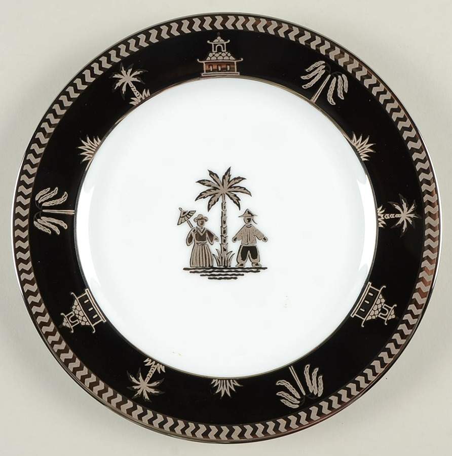 Chinese Garden Black & Platinum Salad Plate by Muirfield-1