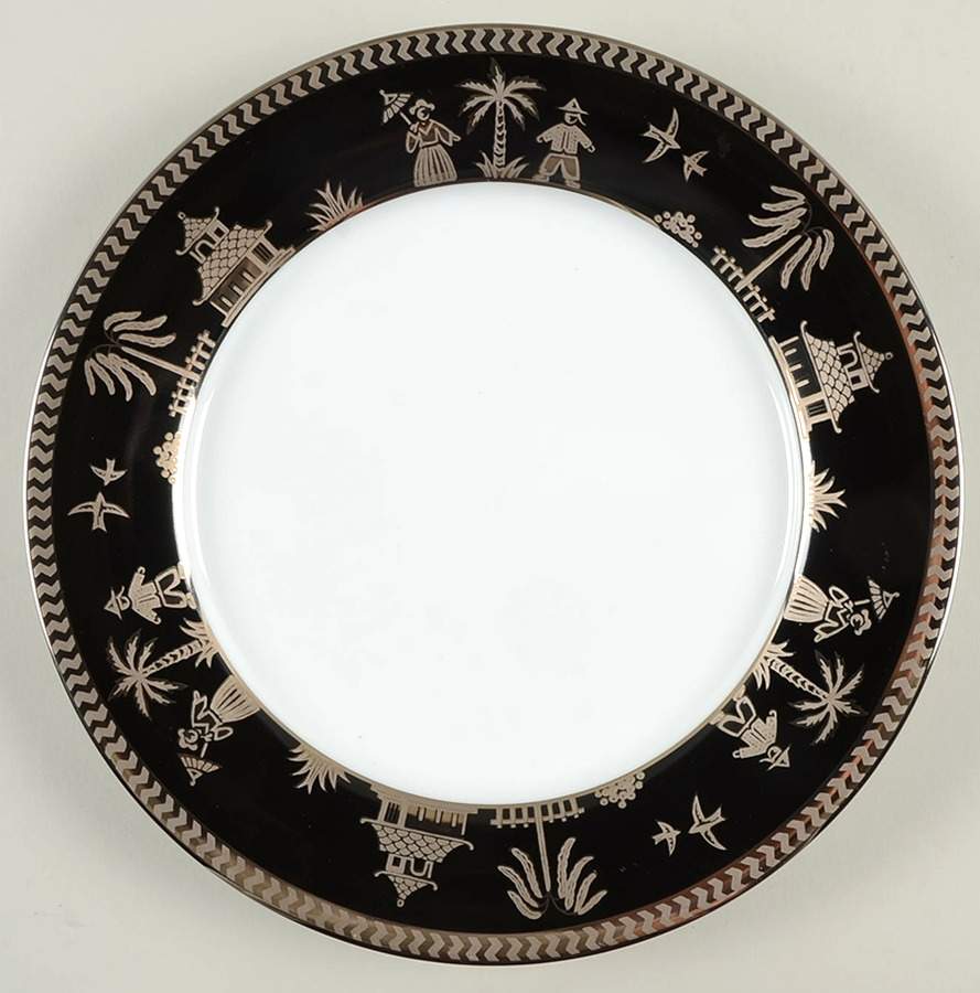 Chinese Garden Black & Platinum Dinner Plate by Muirfield-1
