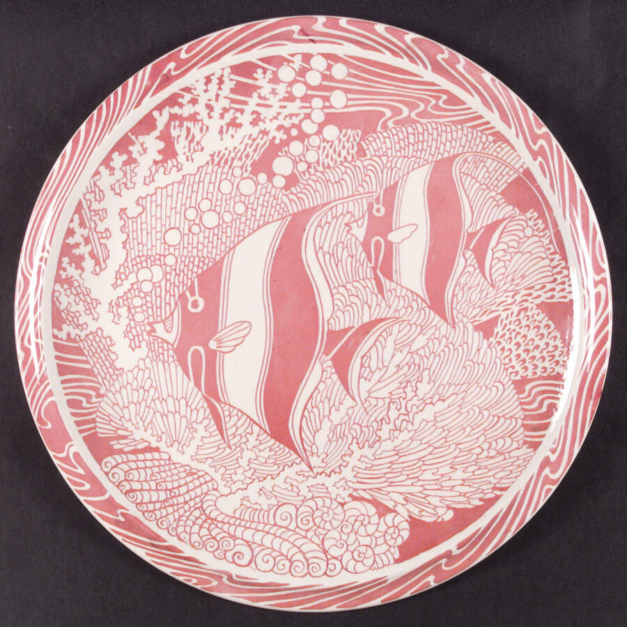 Coral Reef Pink 16" Chop Plate (Round Platter) by Metlox - Poppytrail - Vernon-1