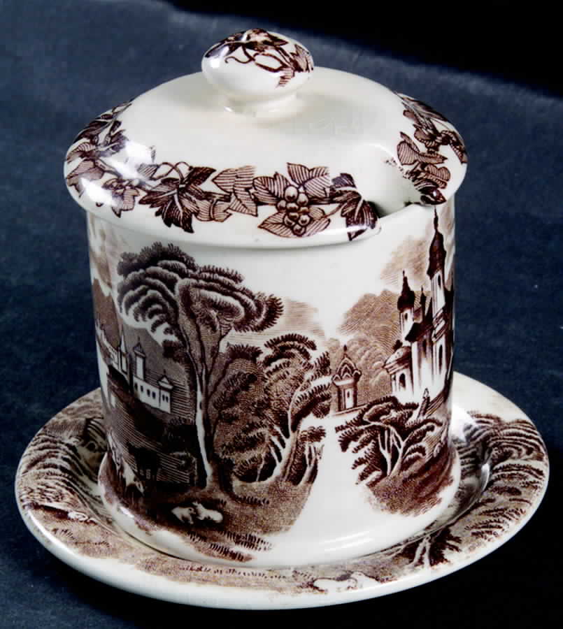 MLG4 Jam/Jelly & Lid W/Underplate by C T Maling & Sons-1