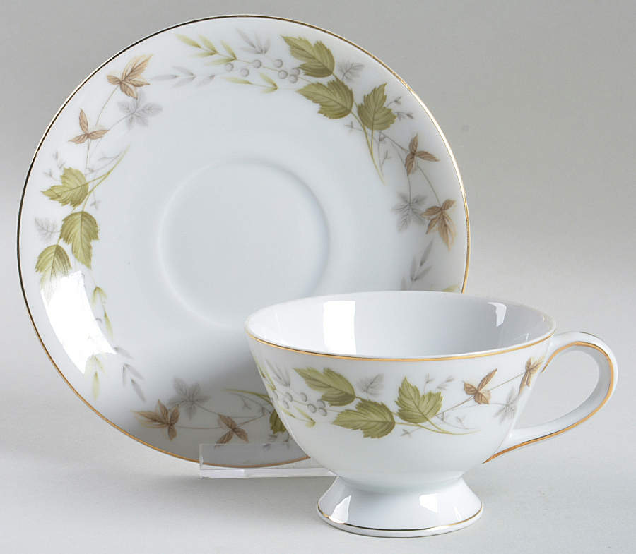 Fresh Leaf Footed Cup & Saucer Set by Meito-1